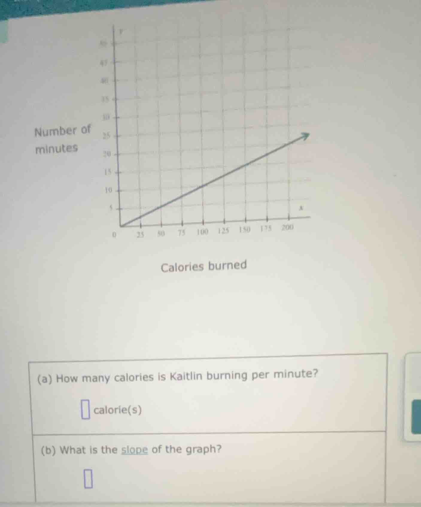 (a) how many calories is kaitlin burning per minute? □ calorie(s) (b) w…