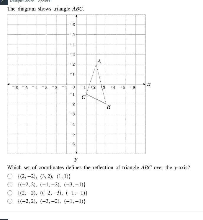 multiple choice 2 points the diagram shows triangle abc. grid with tria…