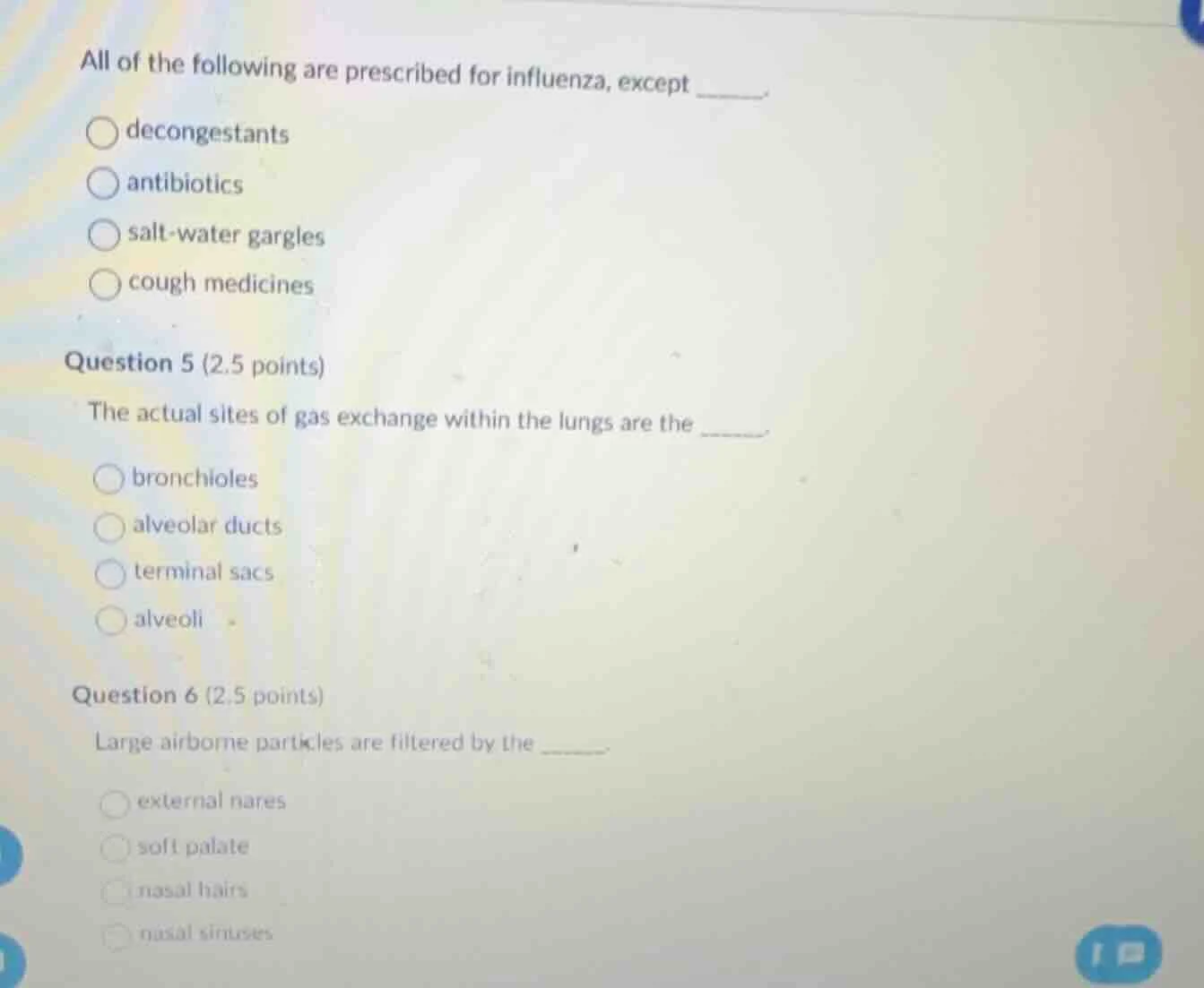 all of the following are prescribed for influenza, except ______. decon…