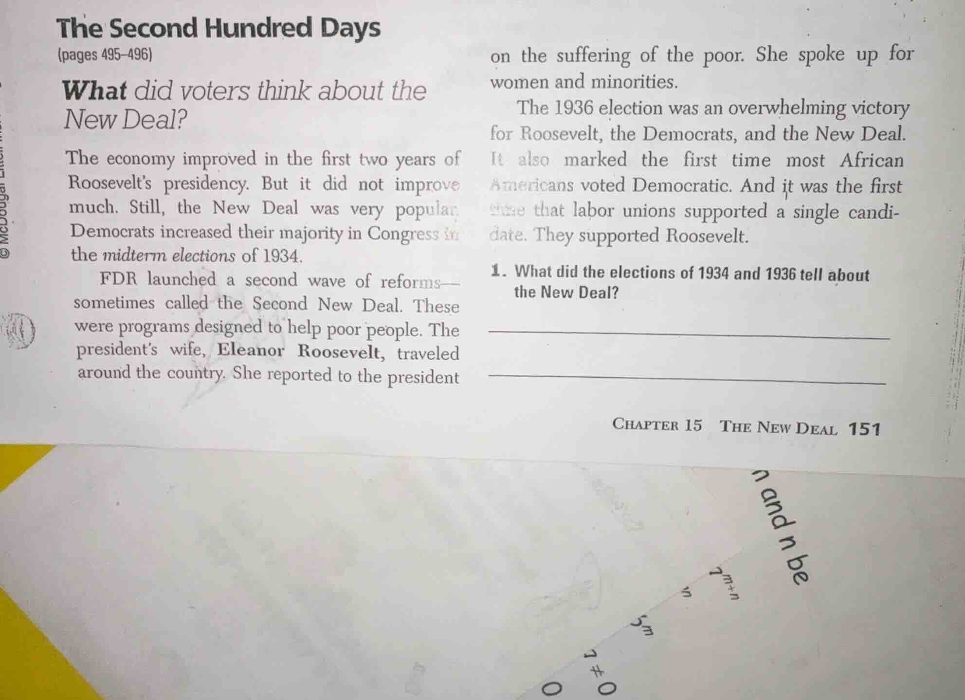 the second hundred days (pages 495–496) what did voters think about the…