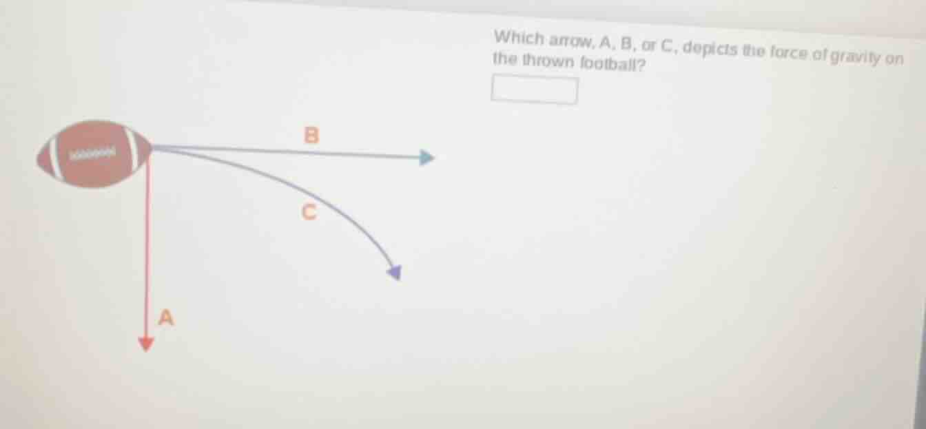 which arrow, a, b, or c, depicts the force of gravity on the thrown foo…