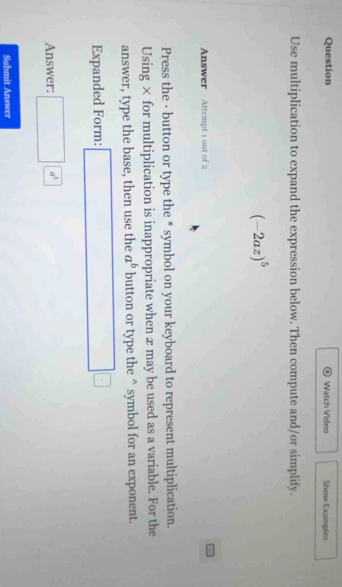 question use multiplication to expand the expression below. then comput…