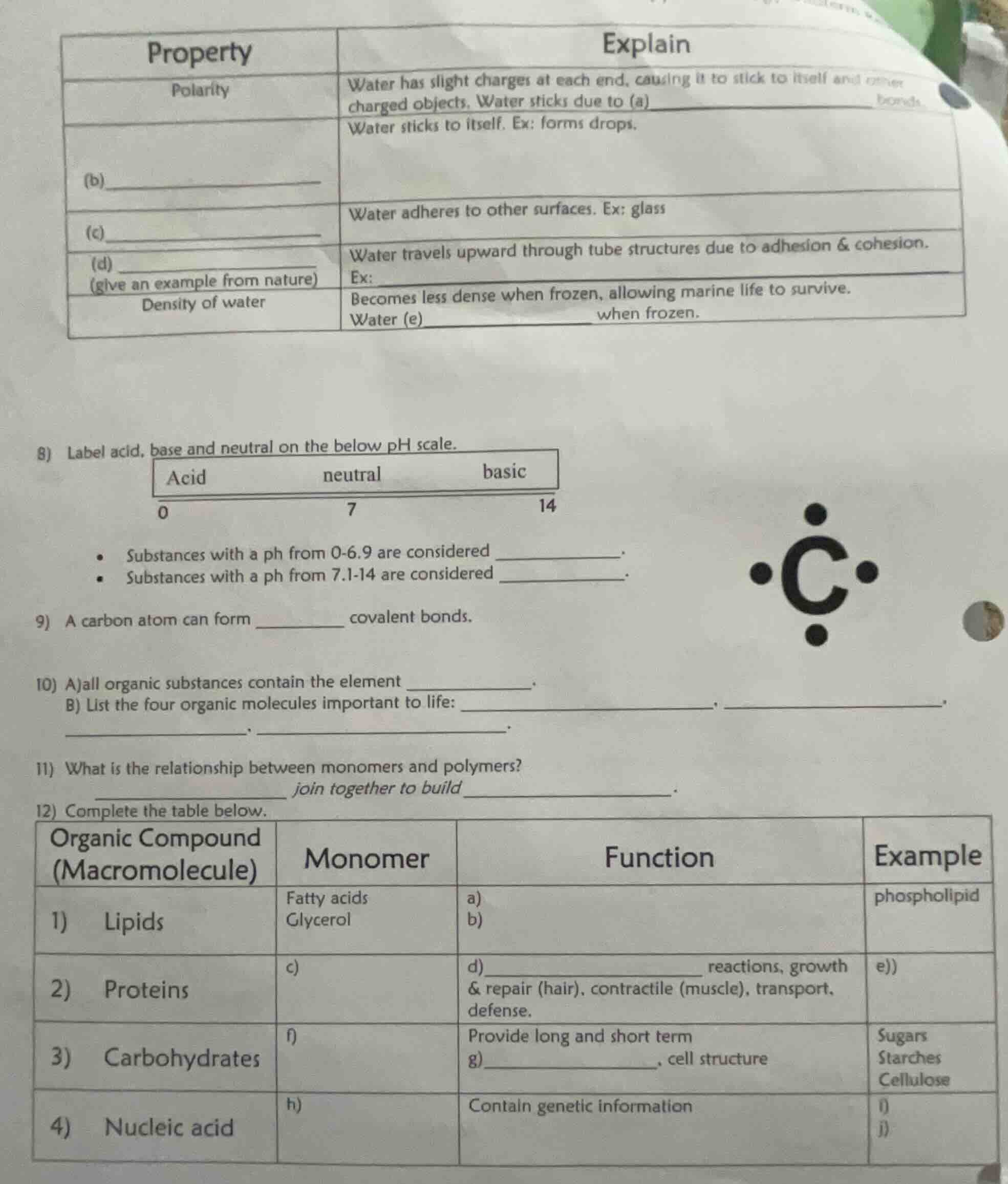 property explain polarity water has slight charges at each end, causing…