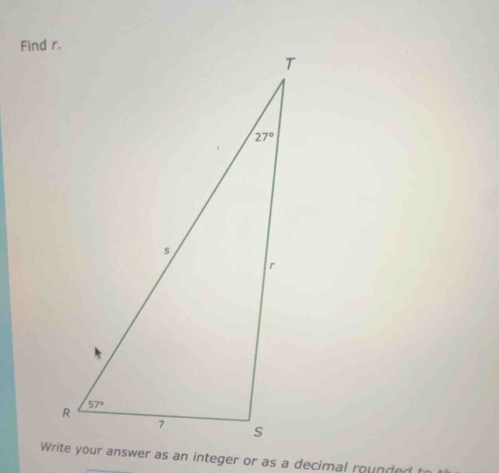 find r. write your answer as an integer or as a decimal rounded to