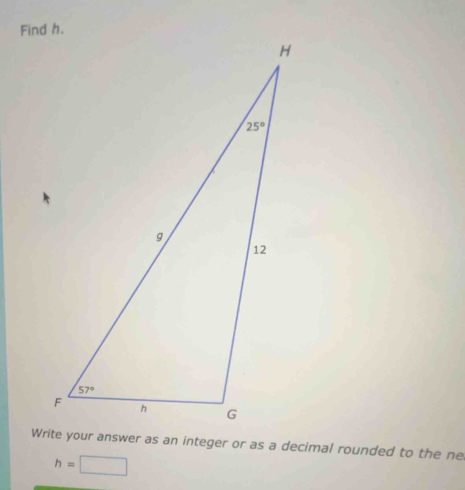 find h. write your answer as an integer or as a decimal rounded to the …