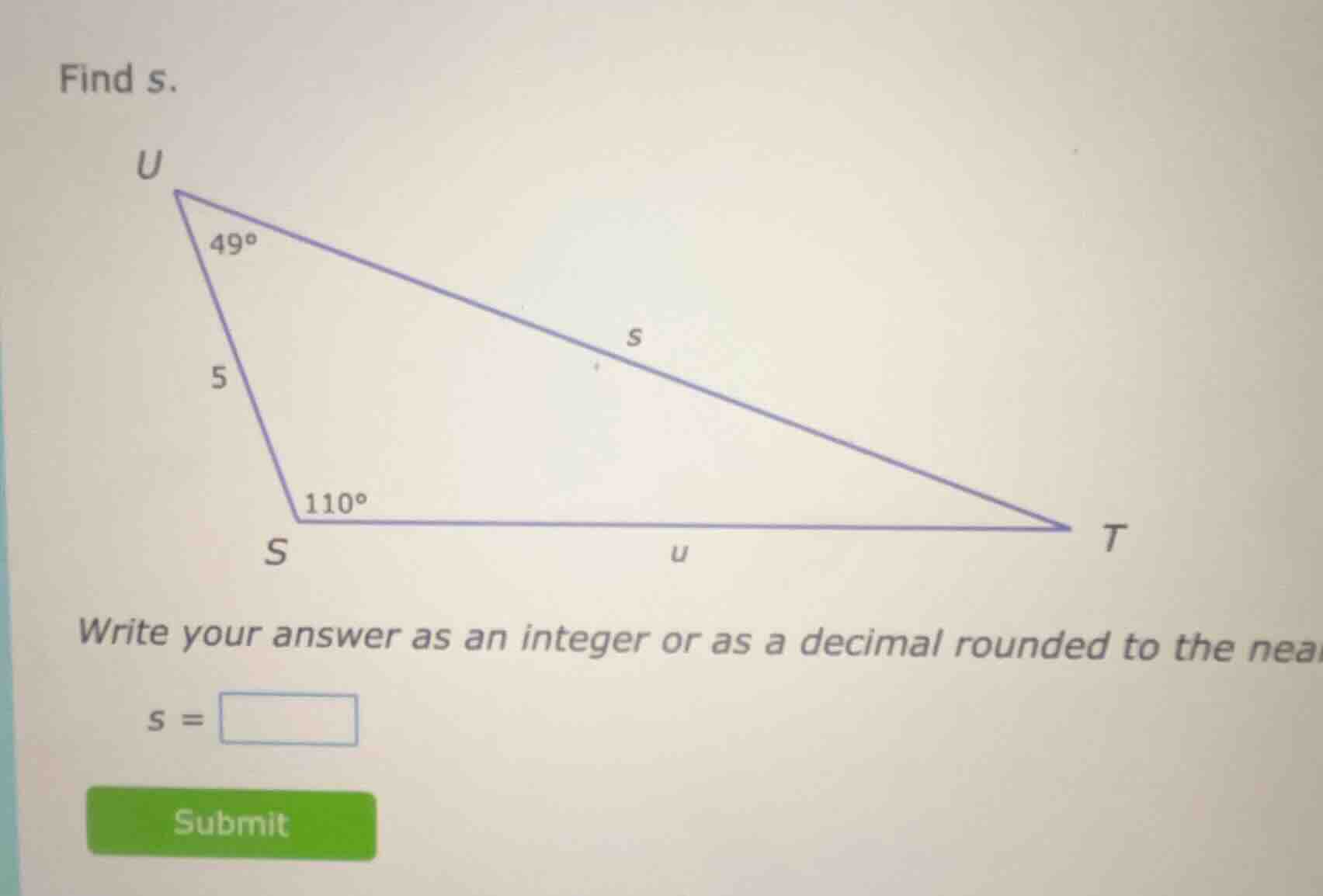 find s. write your answer as an integer or as a decimal rounded to the …