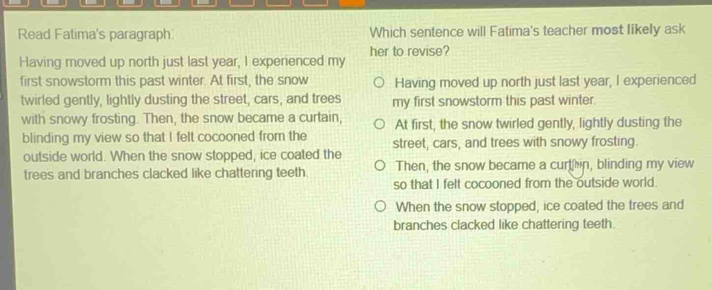 read fatima’s paragraph. having moved up north just last year, i experi…