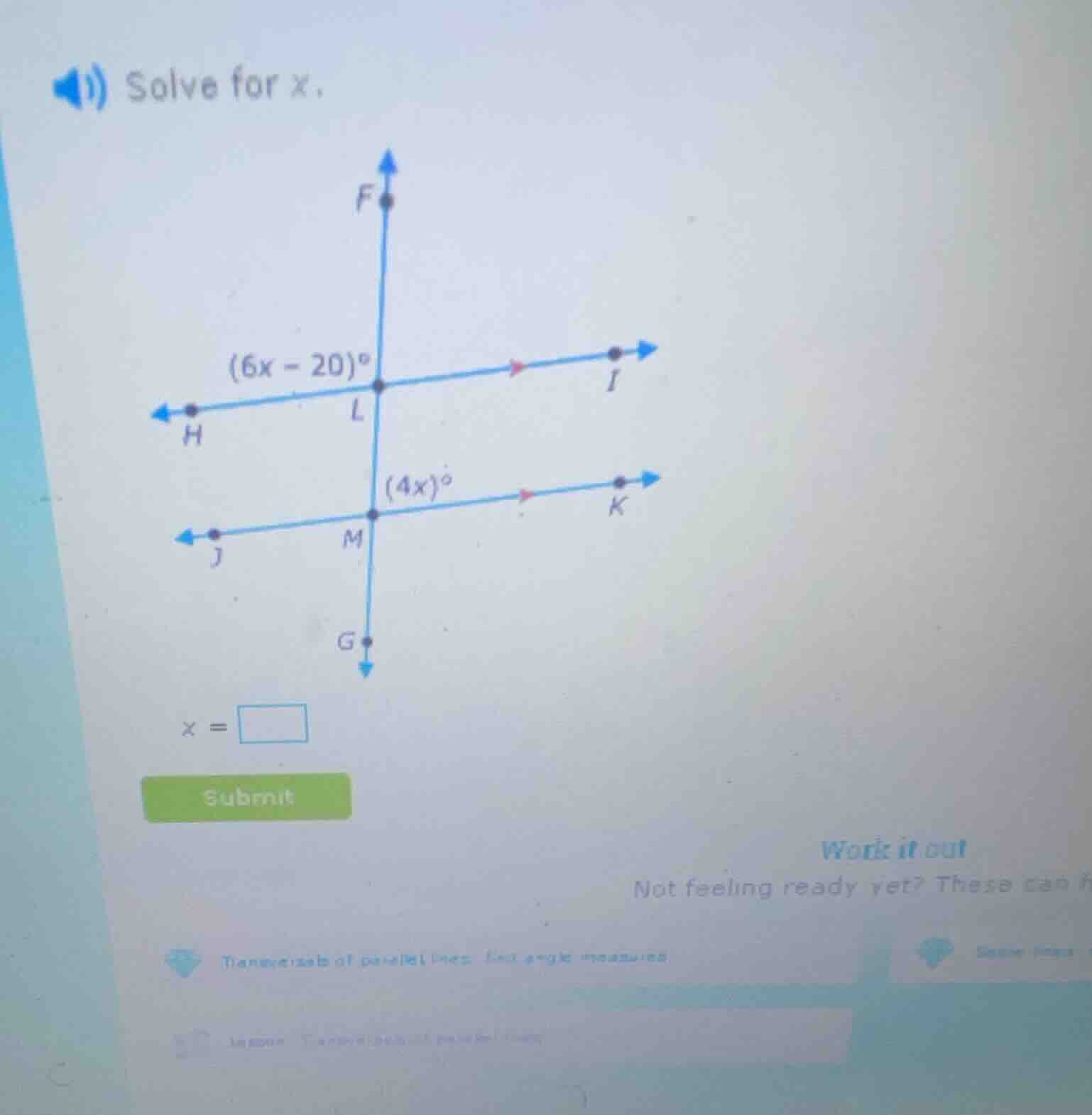 solve for x, x = submit work it out not feeling ready yet? these can h …