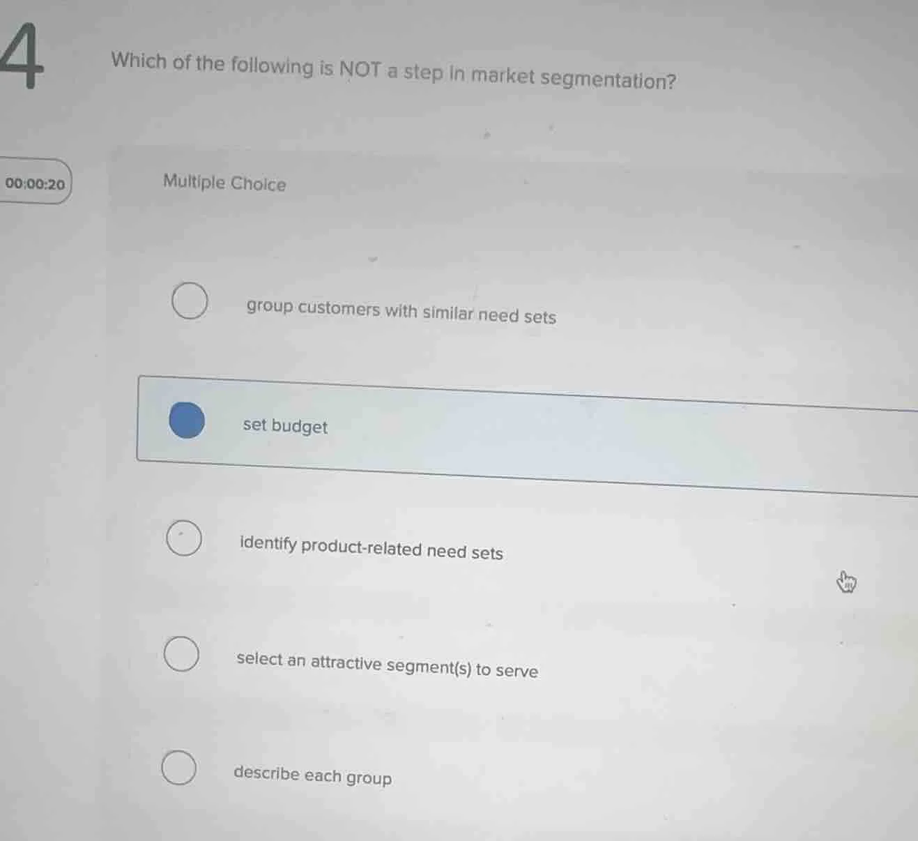 which of the following is not a step in market segmentation? multiple c…
