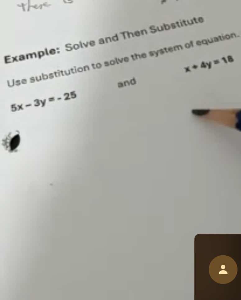 example: solve and then substitute use substitution to solve the system…