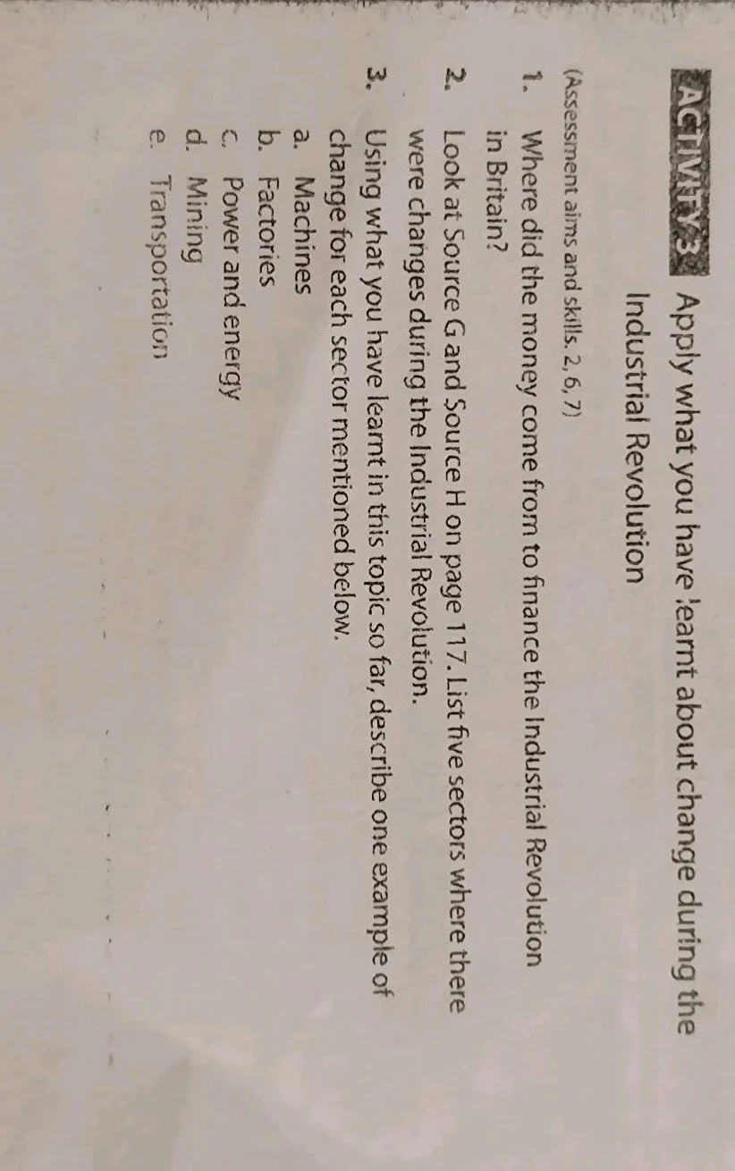 activity 3 apply what you have learnt about change during the industria…