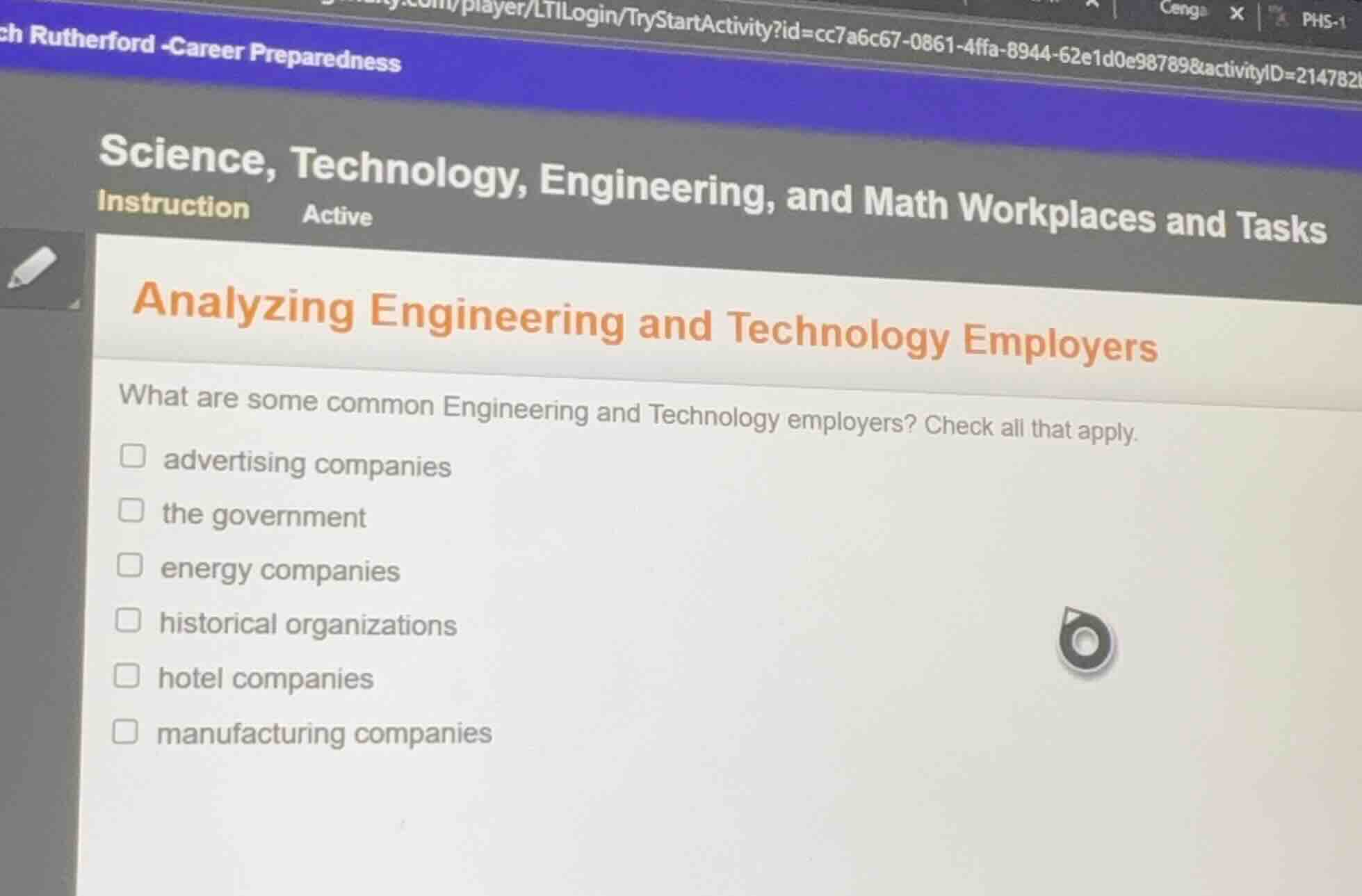 science, technology, engineering, and math workplaces and tasks instruc…