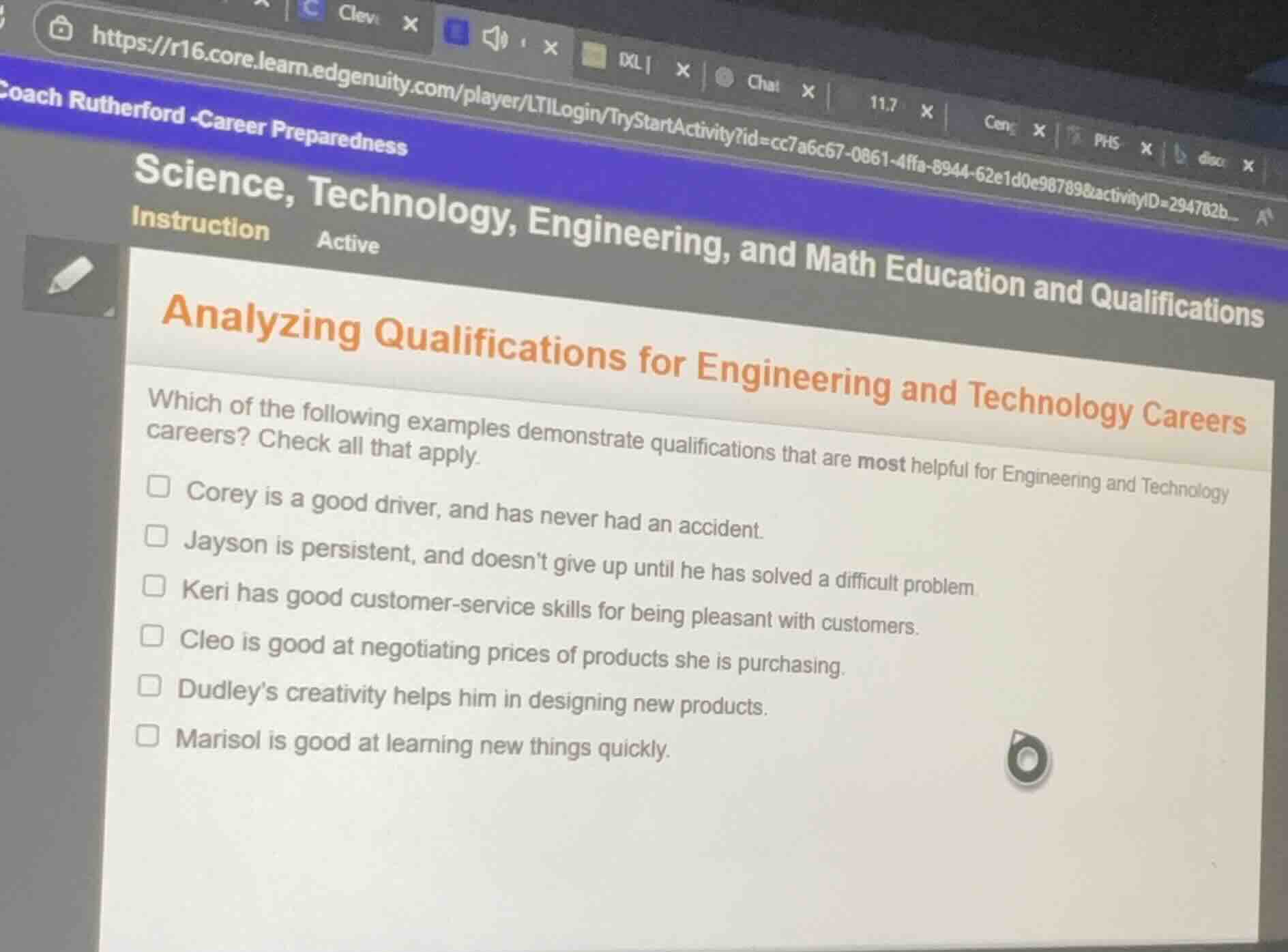 analyzing qualifications for engineering and technology careers which o…