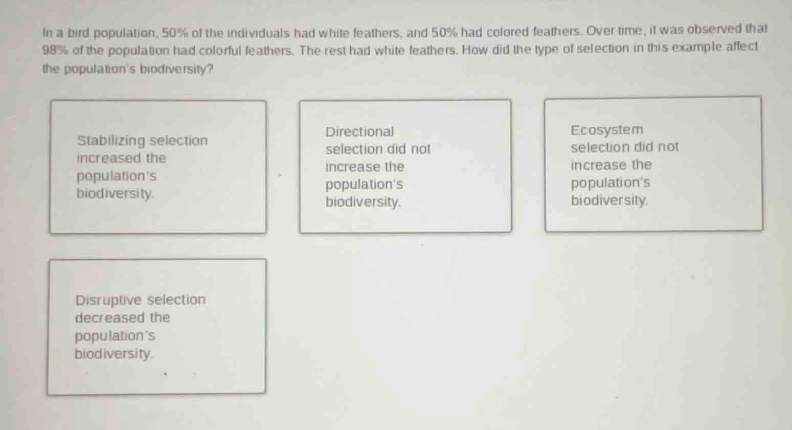in a bird population, 50% of the individuals had white feathers, and 50…