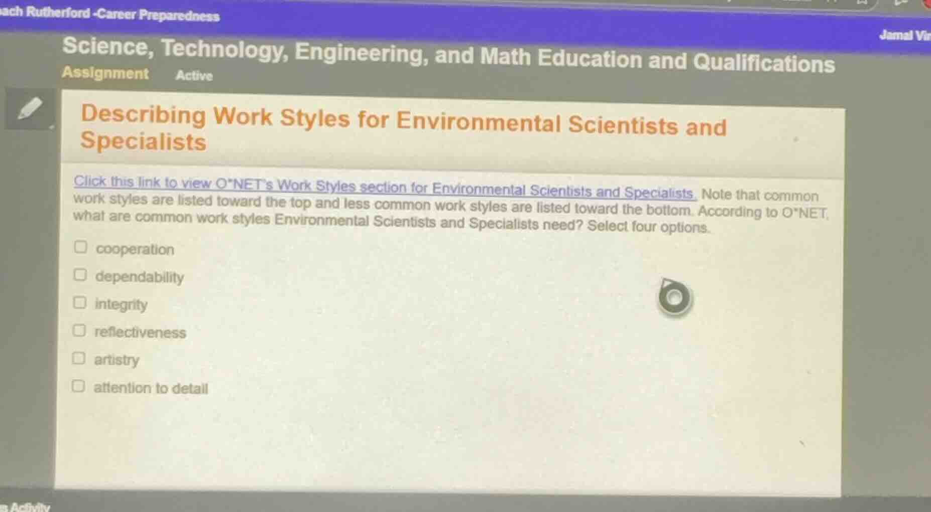 describing work styles for environmental scientists and specialists cli…