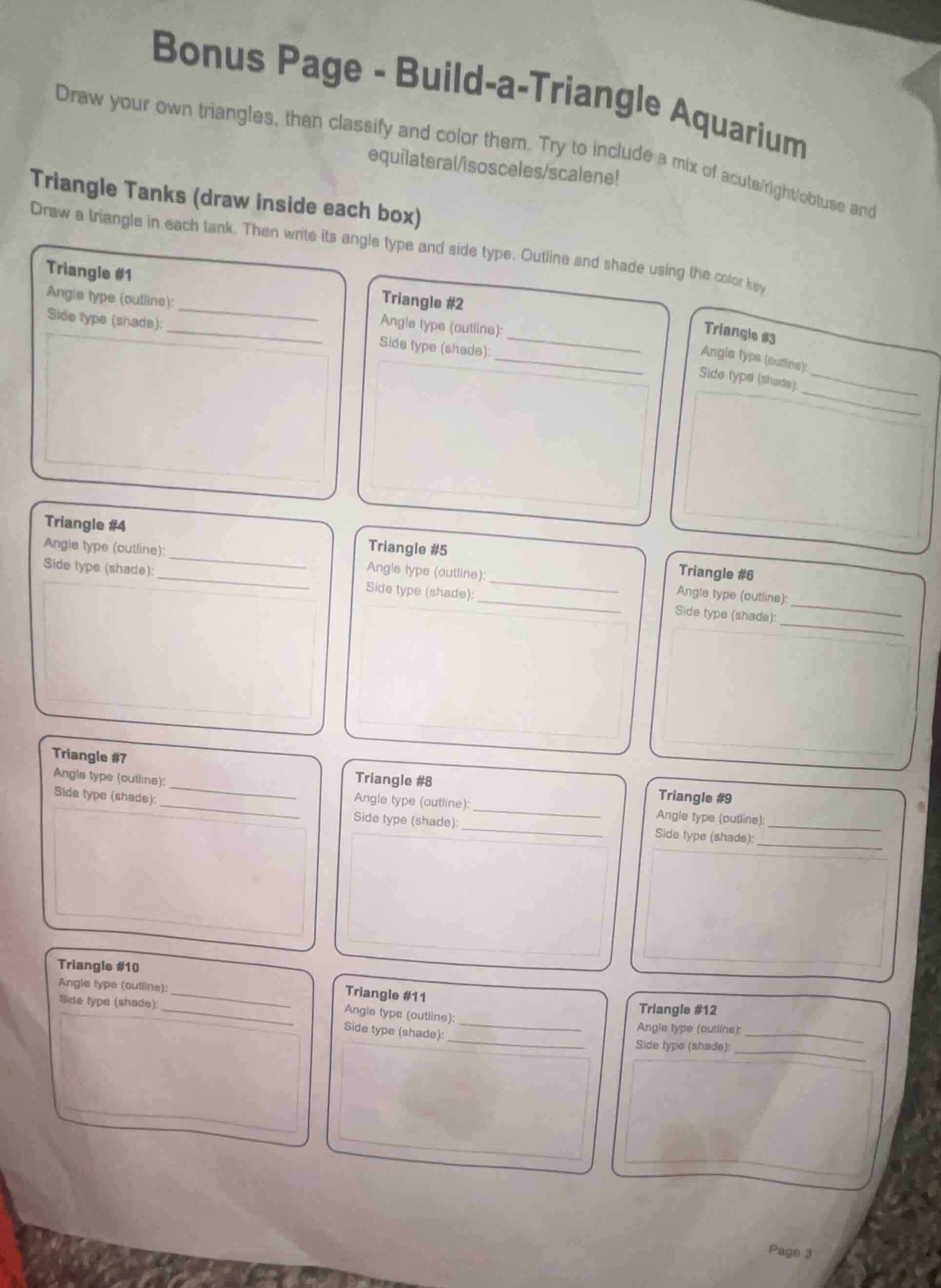 bonus page - build-a-triangle aquarium draw your own triangles, then cl…