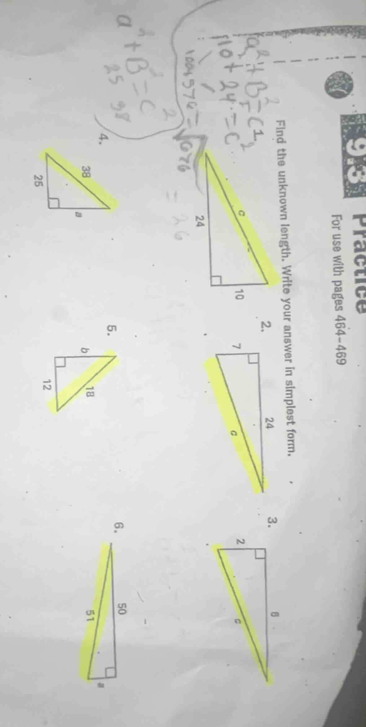 find the unknown length. write your answer in simplest form. 2. 3. 4. 5…