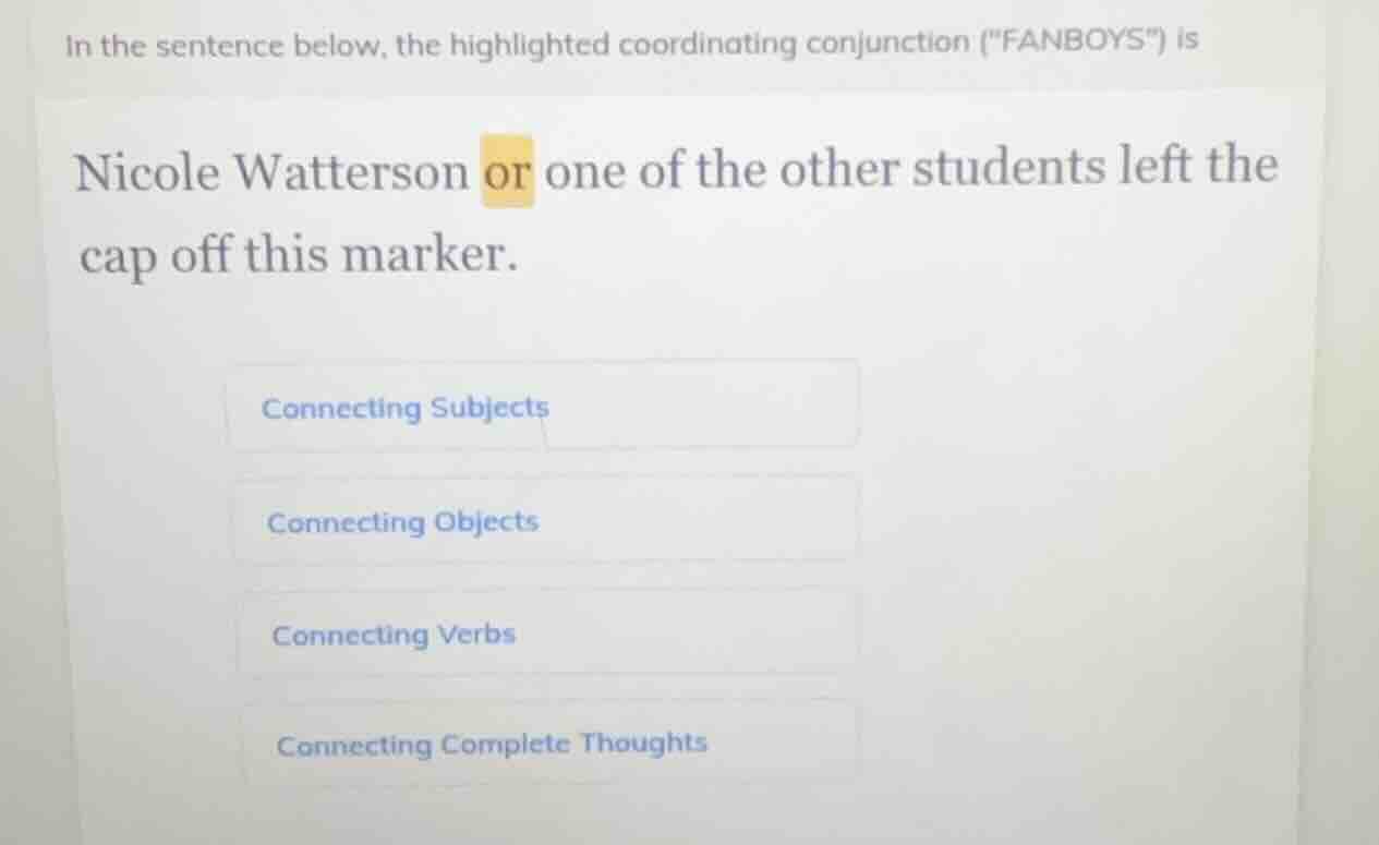 in the sentence below, the highlighted coordinating conjunction (\fanbo…