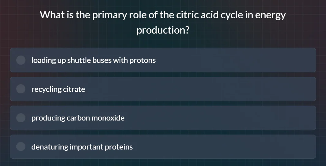 what is the primary role of the citric acid cycle in energy production?…
