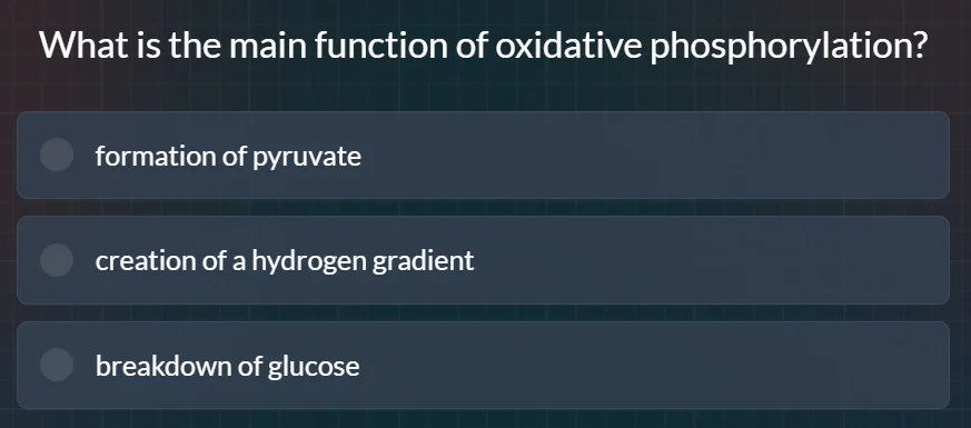 what is the main function of oxidative phosphorylation? formation of py…