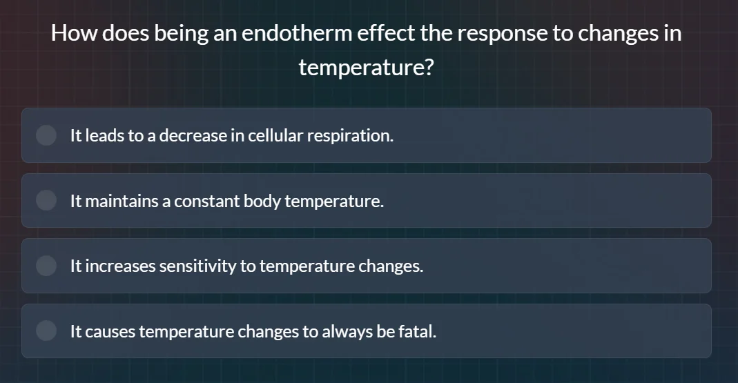 how does being an endotherm effect the response to changes in temperatu…