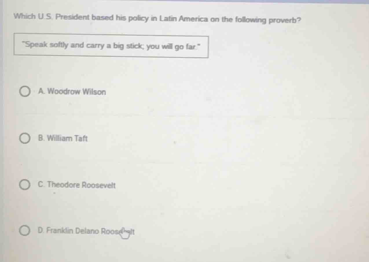 which u.s. president based his policy in latin america on the following…