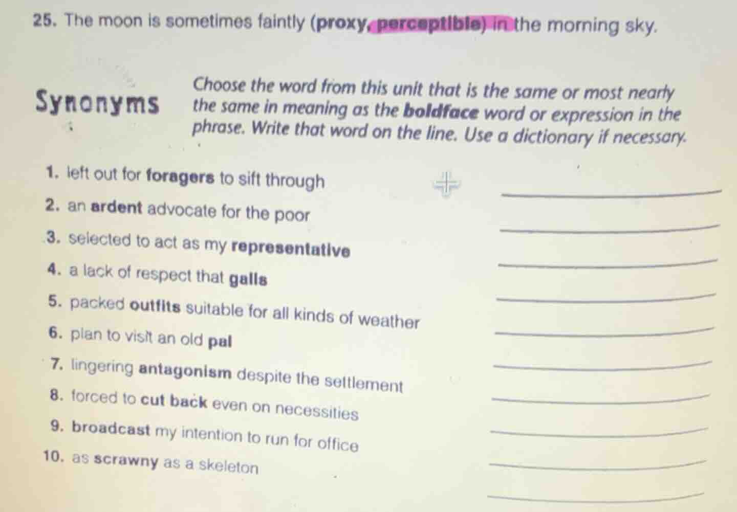 25. the moon is sometimes faintly (proxy, perceptible) in the morning s…