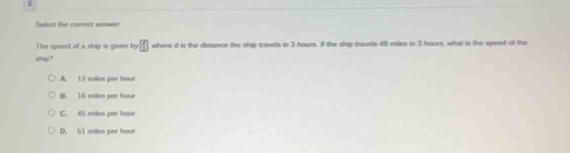 select the correct answer. the speed of a ship is given by \boxed{} whe…