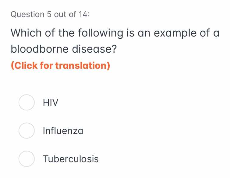 question 5 out of 14: which of the following is an example of a bloodbo…
