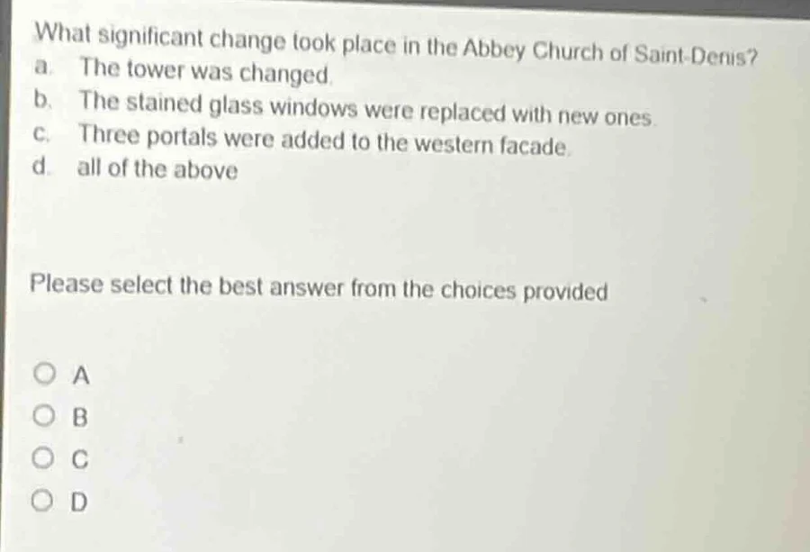 what significant change took place in the abbey church of saint-denis? …