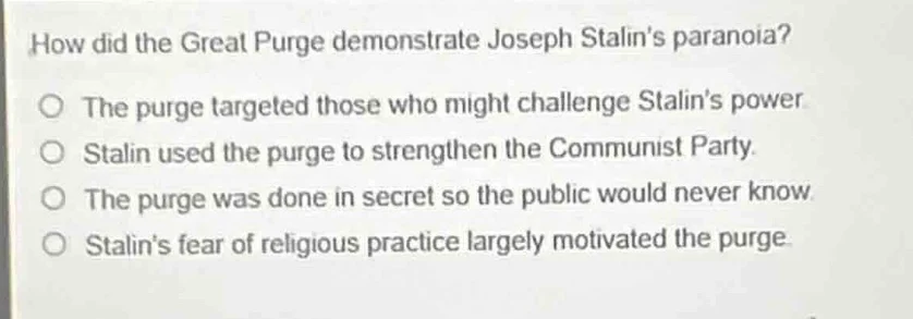 how did the great purge demonstrate joseph stalins paranoia? the purge …