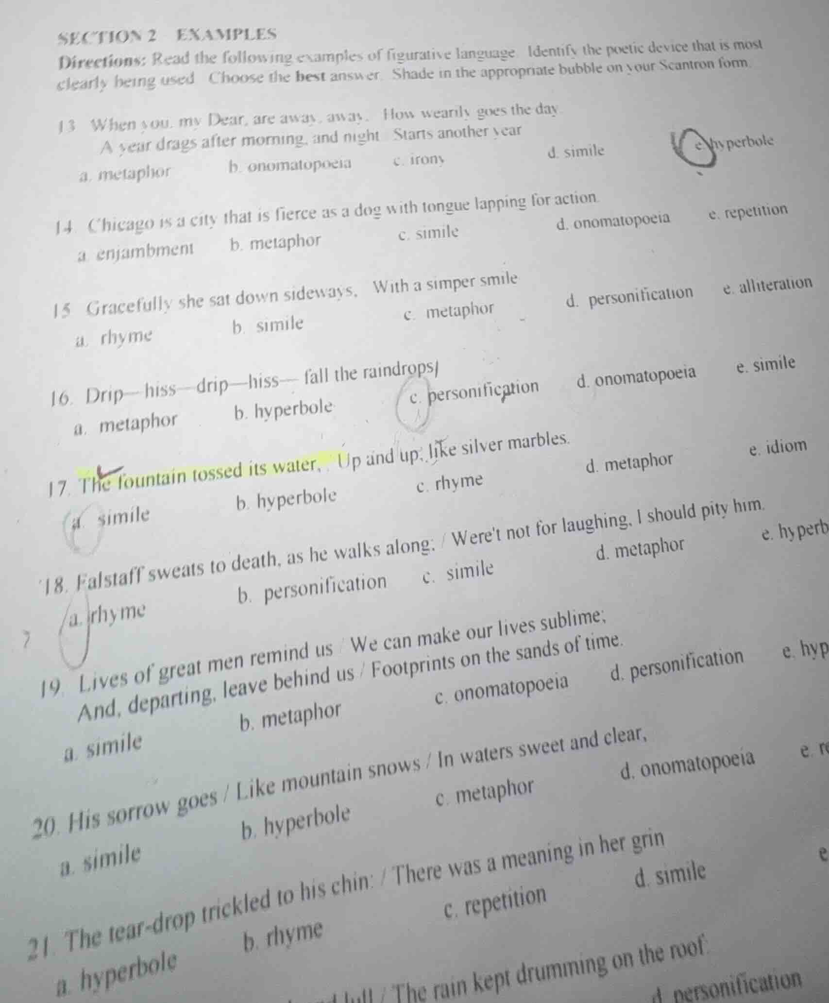 section 2 examples directions: read the following examples of figurativ…