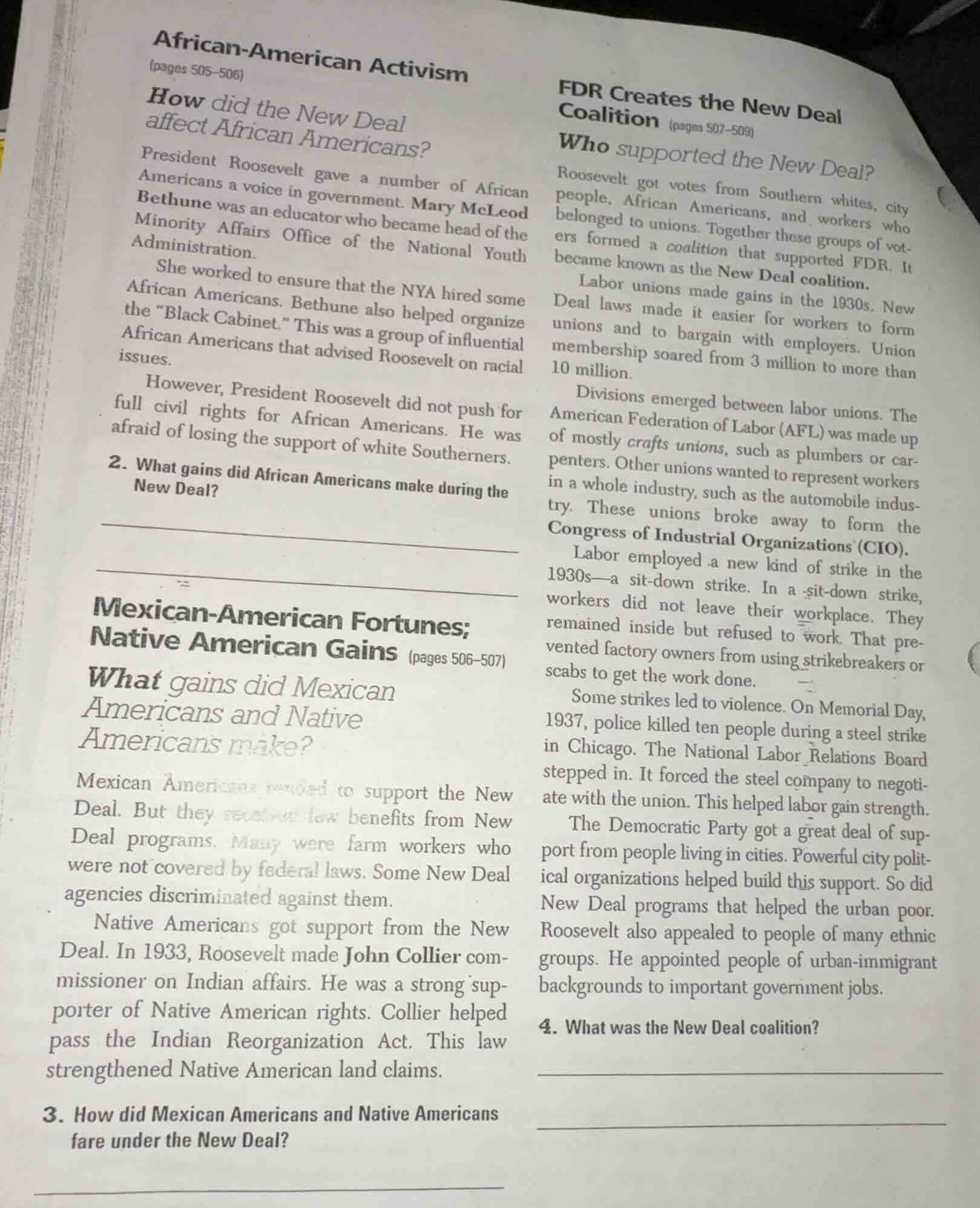 african - american activism (pages 505 - 506) how did the new deal affe…