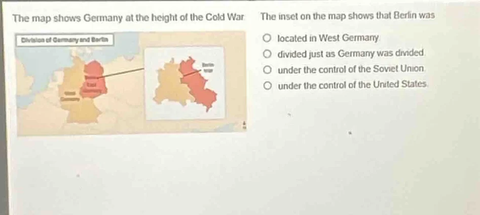 the map shows germany at the height of the cold war the inset on the ma…