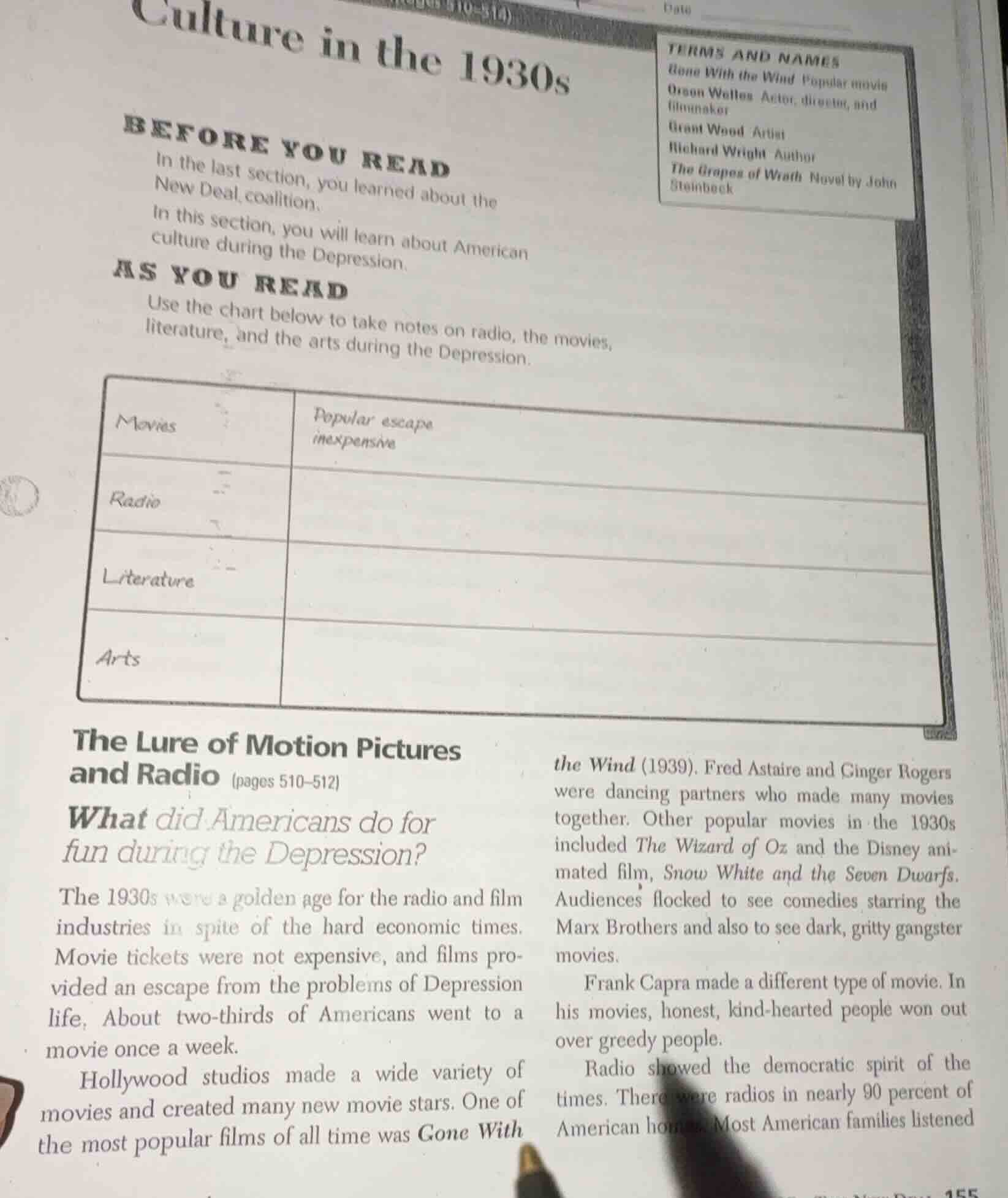 culture in the 1930s before you read in the last section, you learned a…