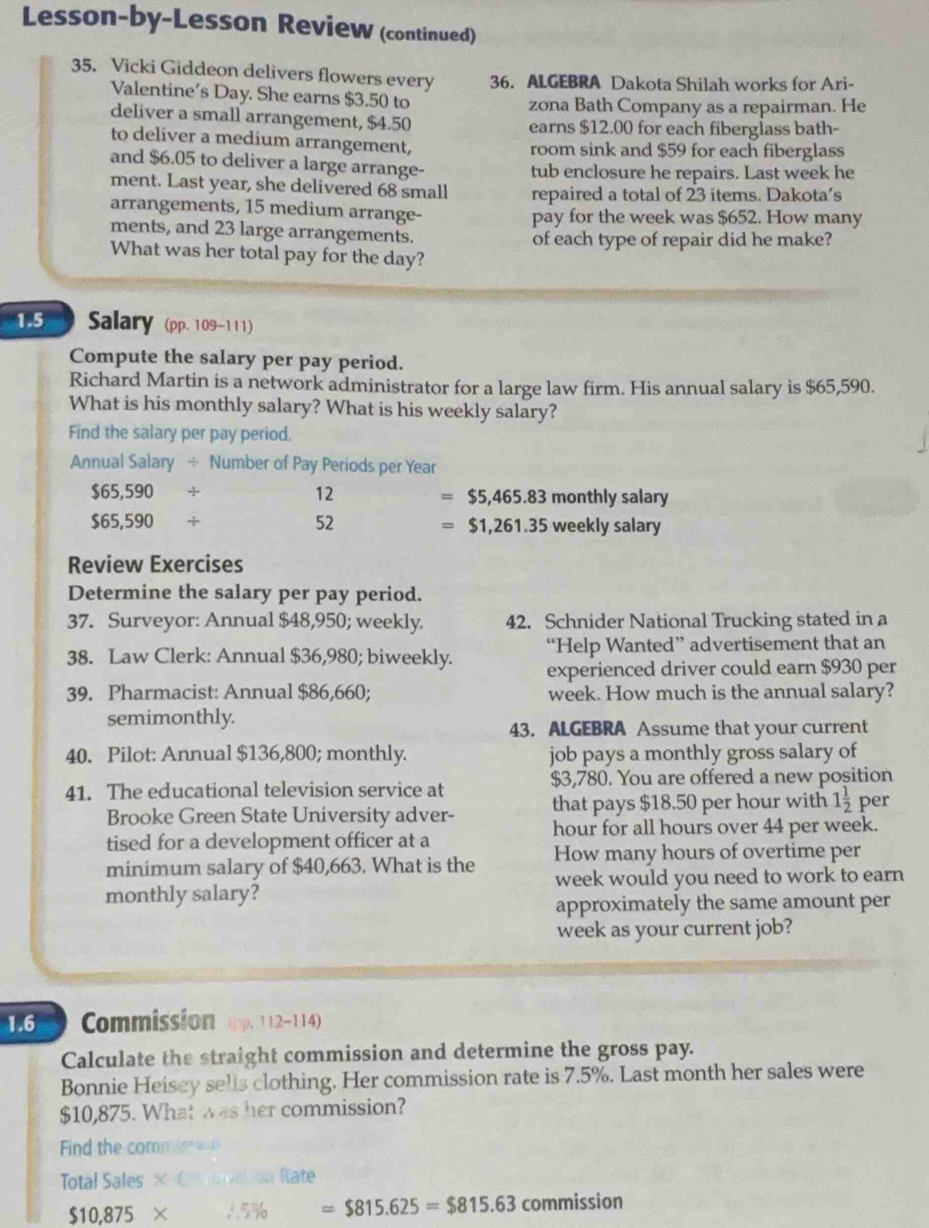 lesson-by-lesson review (continued) 35. vicki giddeon delivers flowers …