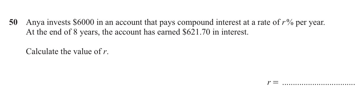 50 anya invests $6000 in an account that pays compound interest at a ra…