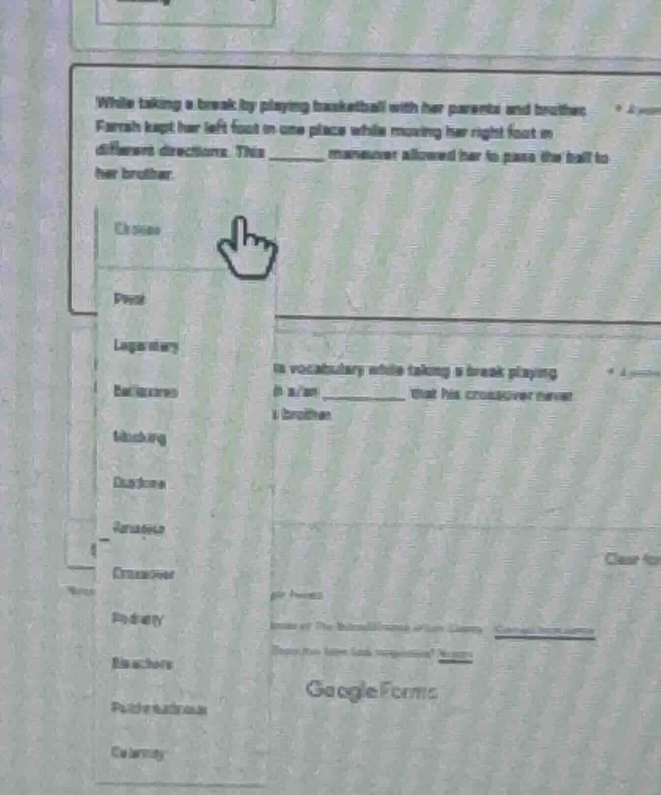 while taking a break by playing basketball with her parents and brother…