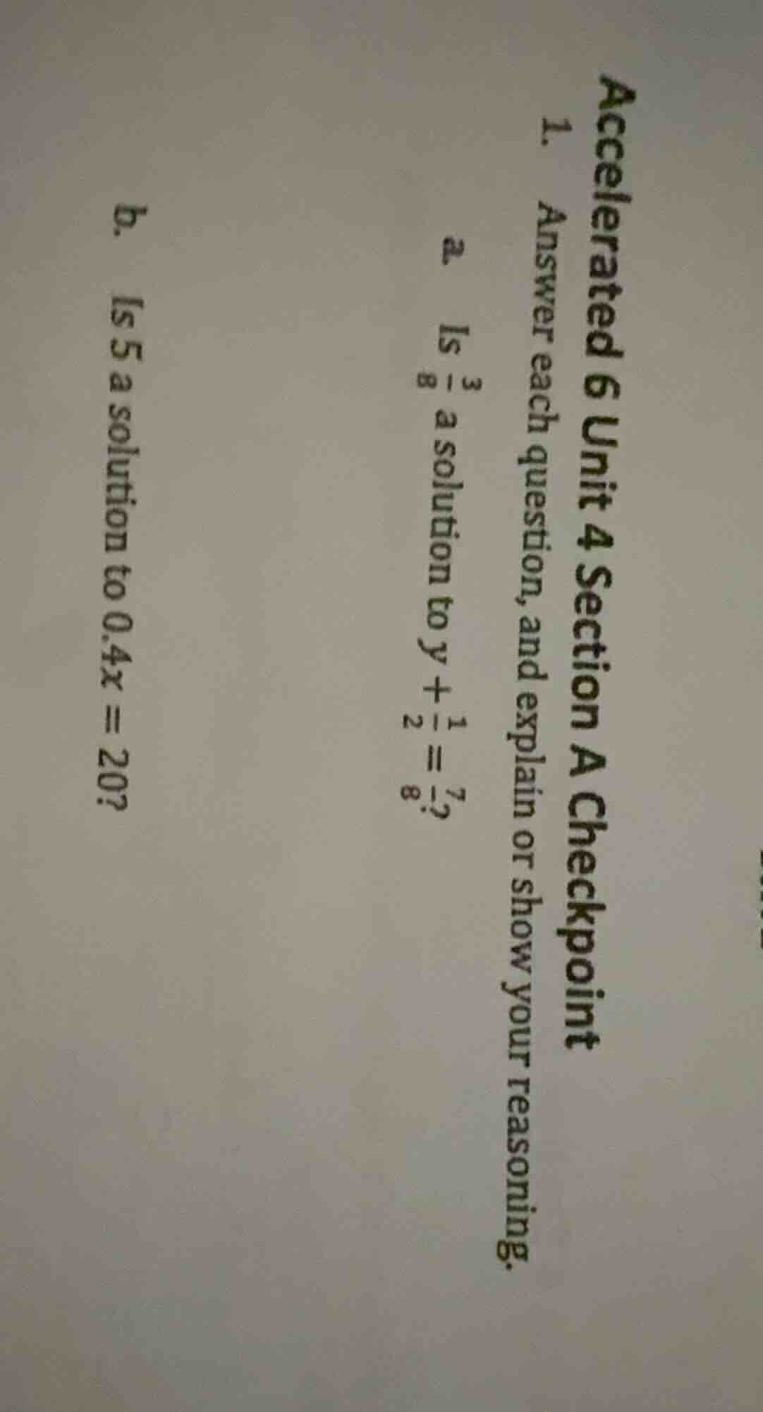 accelerated 6 unit 4 section a checkpoint 1. answer each question, and …