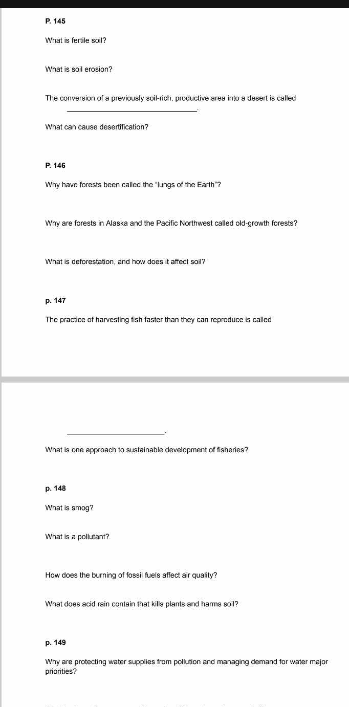 p. 145 what is fertile soil? what is soil erosion? the conversion of a …