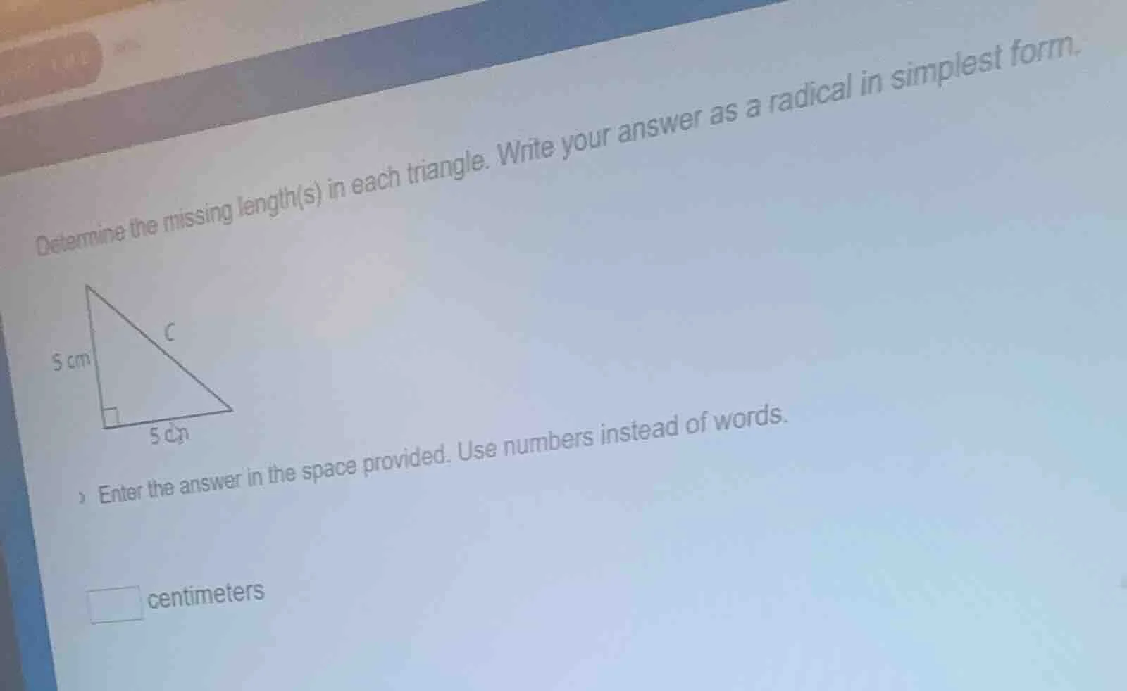 determine the missing length(s) in each triangle. write your answer as …
