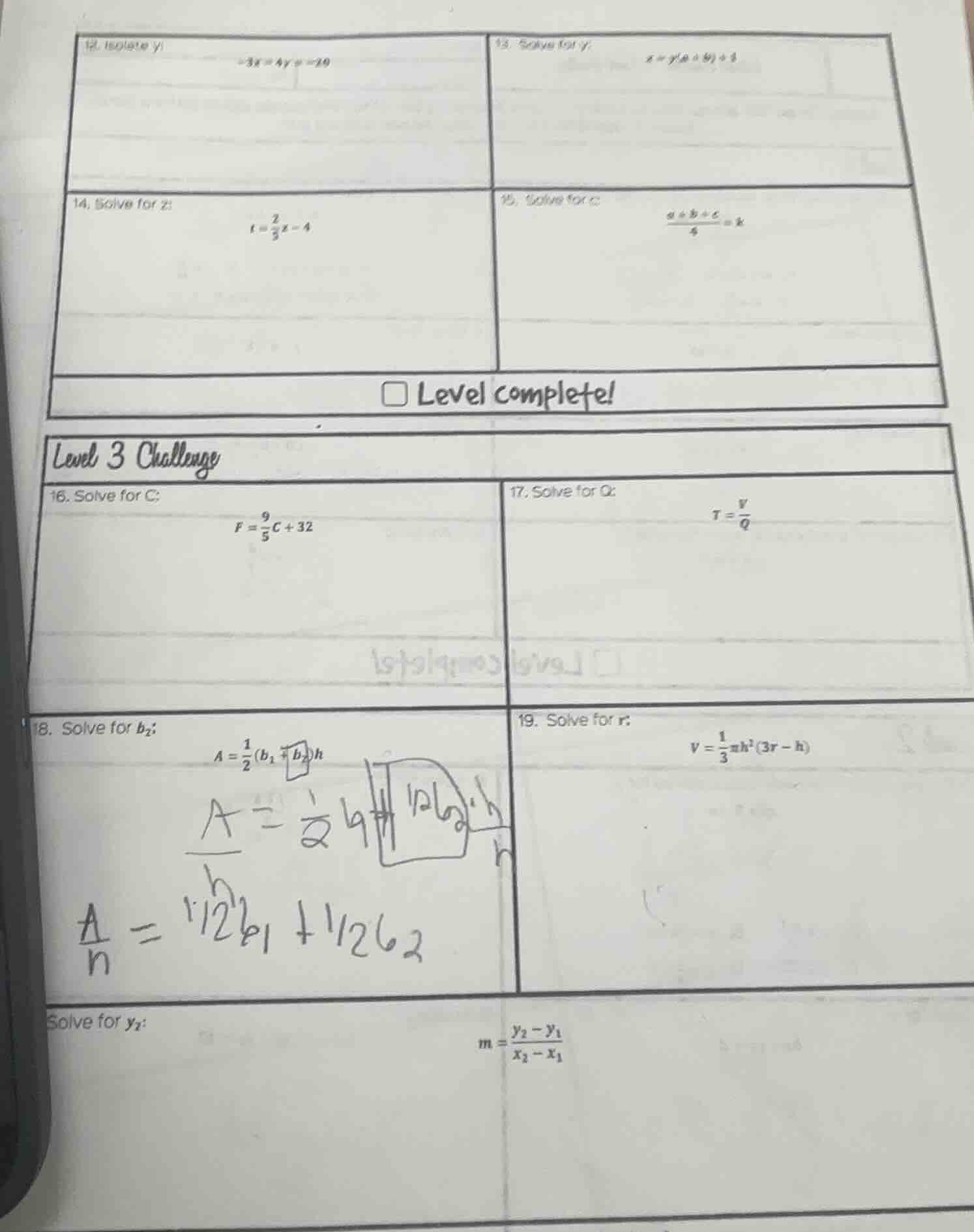 12. isolate y: -3x = 4y + -29 13. solve for y: x = y(a + b) + 1 14. sol…