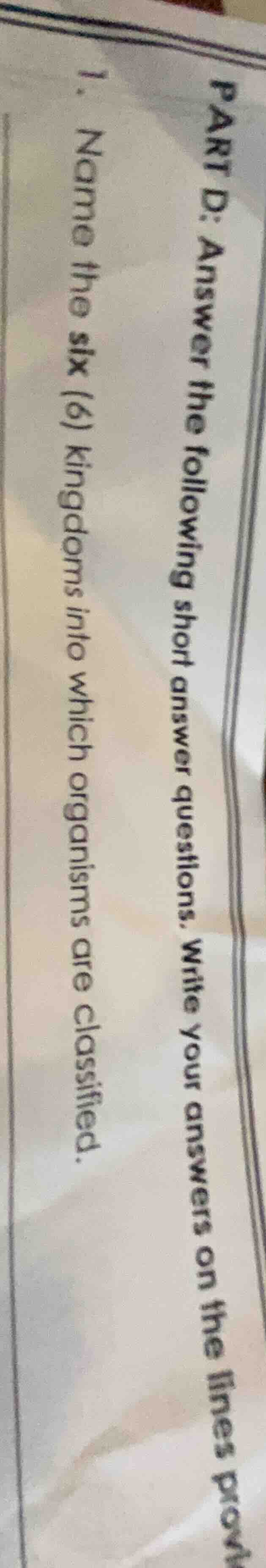 part d: answer the following short answer questions. write your answers…