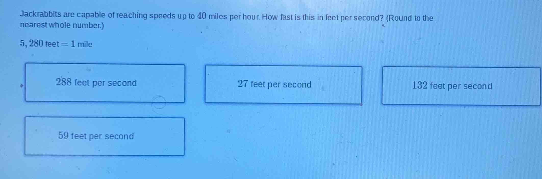 jackrabbits are capable of reaching speeds up to 40 miles per hour. how…