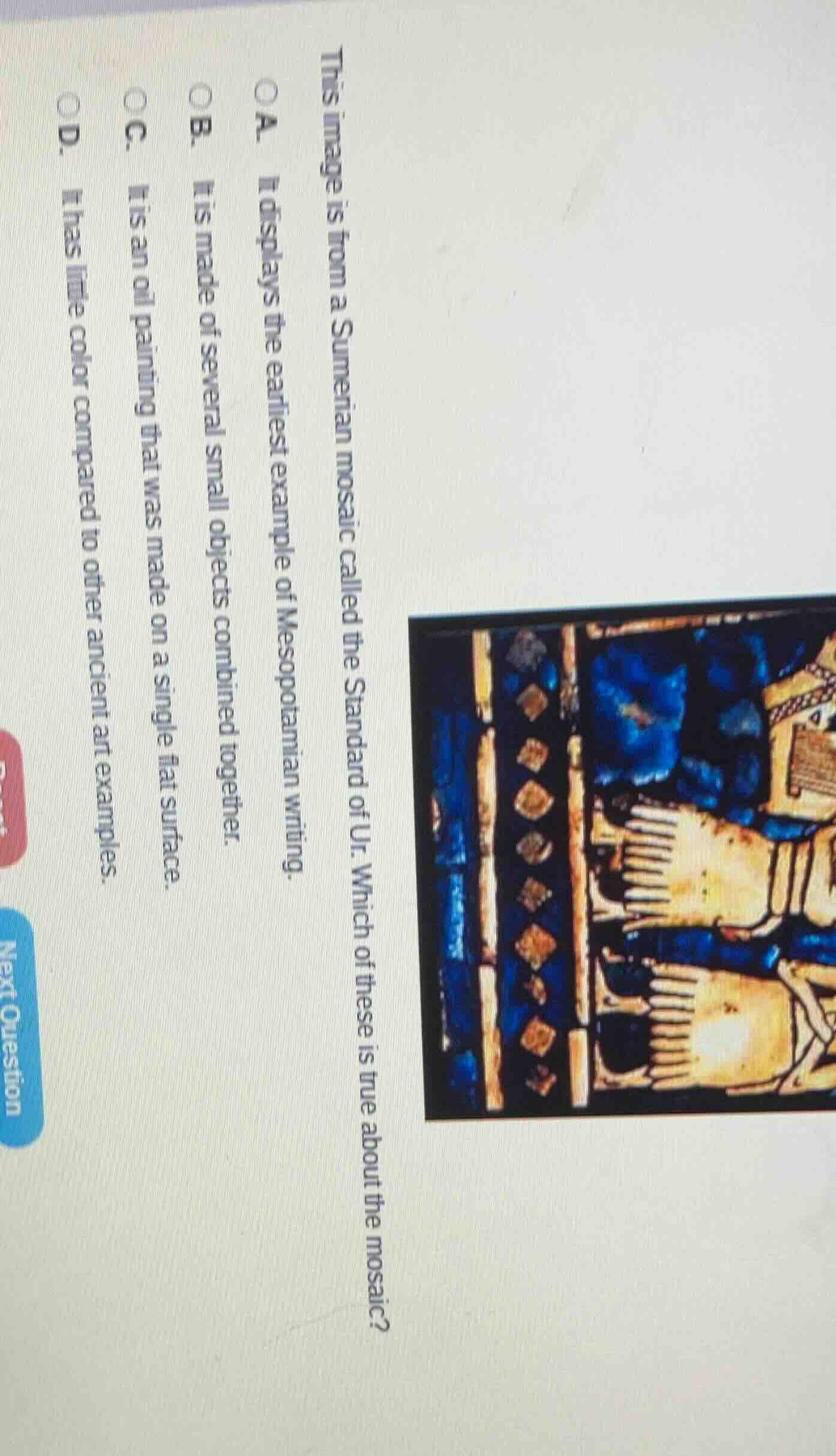 this image is from a sumerian mosaic called the standard of ur. which o…
