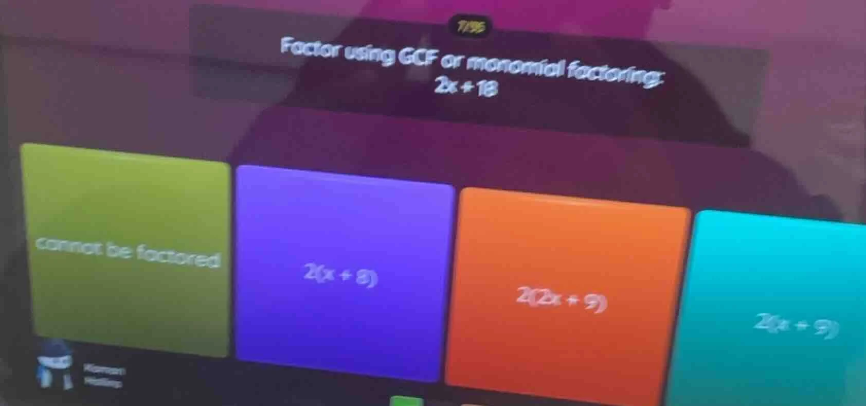 factor using gcf or monomial factoring: 2x + 18; cannot be factored; 2(…