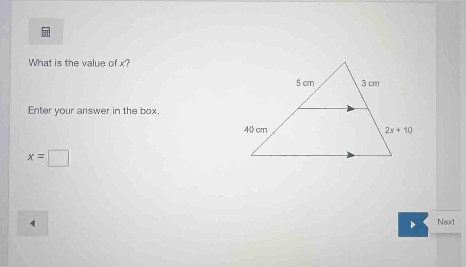what is the value of x? enter your answer in the box. x = box (and ther…