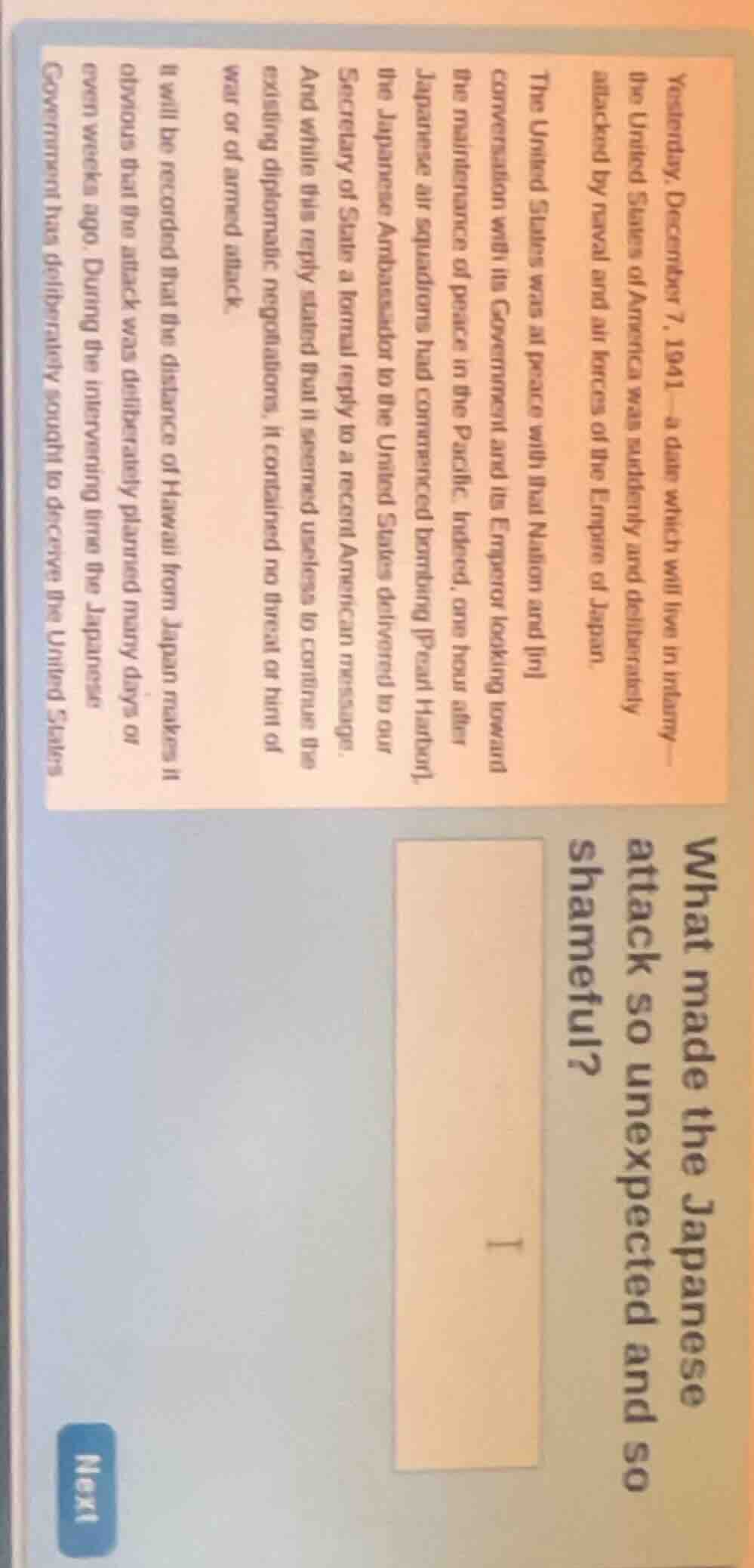 yesterday, december 7, 1941—a date which will live in infamy—the united…