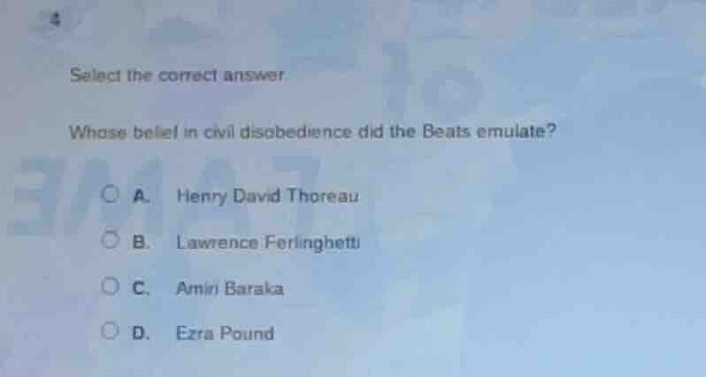 select the correct answer whose belief in civil disobedience did the be…