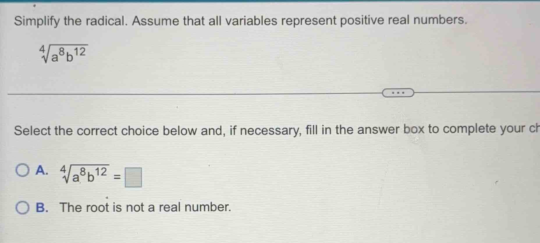simplify the radical. assume that all variables represent positive real…